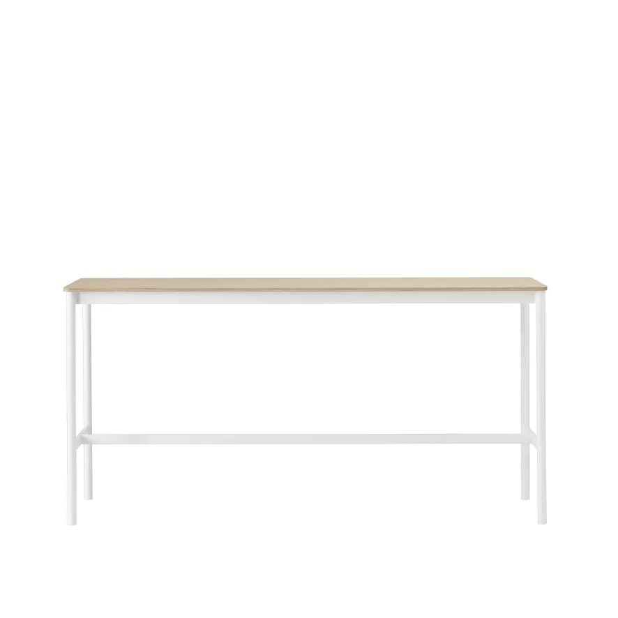 Muuto Base Low Statafel 190x50 Wit/eiken, Multiplex Rand 3 Muuto Base Low Statafel 190x50 Wit/eiken, Multiplex Rand