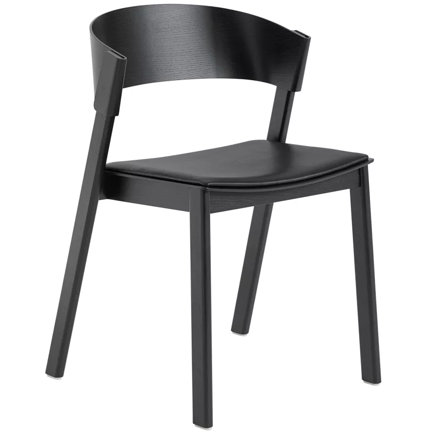 Muuto Cover Side Chair Eetkamerstoel Leer Zwart 3 Muuto Cover Side Chair Eetkamerstoel Leer Zwart