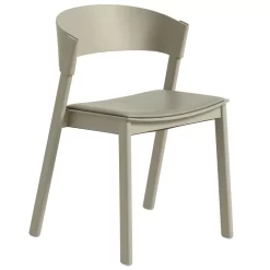 Muuto Cover Side Chair Eetkamerstoel Leer Dark Beige Refine Stone