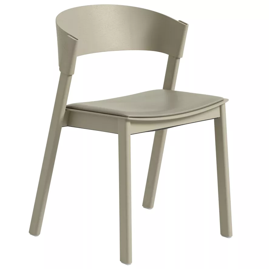Muuto Cover Side Chair Eetkamerstoel Leer Dark Beige Refine Stone 3 Muuto Cover Side Chair Eetkamerstoel Leer Dark Beige Refine Stone