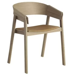 Muuto Cover Stoel Met Kussen Refine Cognac Leer, Eiken