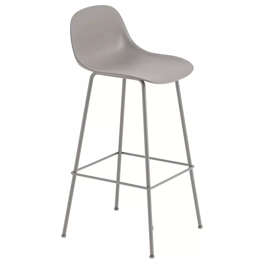 Muuto Fiber Backrest Tube Barkruk 75cm Grijs 3 Muuto Fiber Backrest Tube Barkruk 75cm Grijs