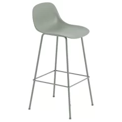 Muuto Fiber Backrest Tube Barkruk 75cm Dusty Green