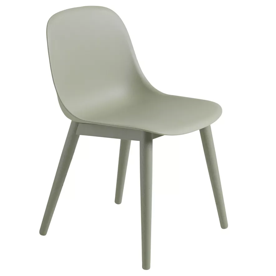 Muuto Fiber Side Wood Stoel Dusty Green 3 Muuto Fiber Side Wood Stoel Dusty Green