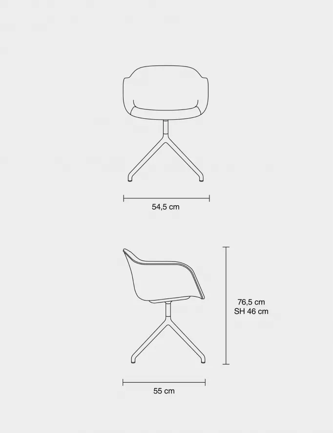 Muuto Fiber Swivel Gestoffeerde Stoel Grijs, Remix 133 4 Muuto Fiber Swivel Gestoffeerde Stoel Grijs, Remix 133 - Afbeelding 2