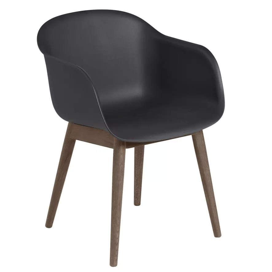 Muuto Fiber Wood Stoel Zwart, Donker Gelakt Eiken 3 Muuto Fiber Wood Stoel Zwart, Donker Gelakt Eiken