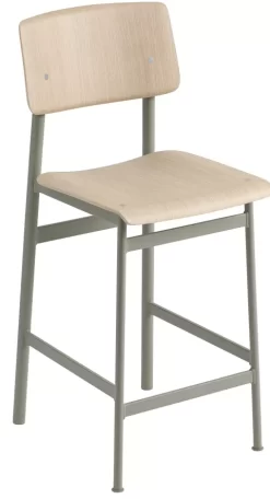 Muuto Loft Barkruk 65cm Dusty Green/eiken