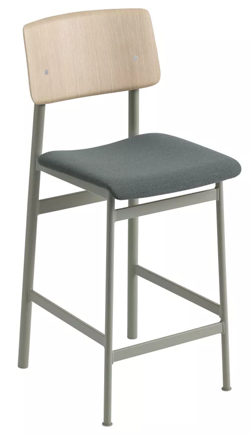 Muuto Loft Gestoffeerde Barkruk 65cm Steelcut Trio 966, Dusty Green/eiken 12 Muuto Loft Gestoffeerde Barkruk 65cm Steelcut Trio 966, Dusty Green/eiken - Afbeelding 10