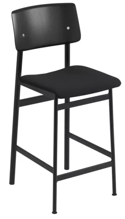 Muuto Loft Gestoffeerde Barkruk 65cm Steelcut 190, Zwart/zwart