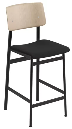 Muuto Loft Gestoffeerde Barkruk 65cm Steelcut 190, Zwart/eiken