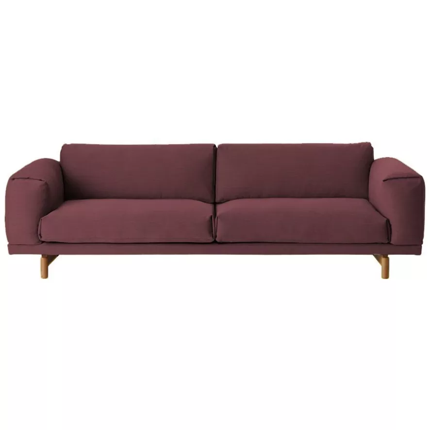 Muuto Rest Bank Driezitter, Rime 591, Eiken Onderstel 3 Muuto Rest Bank Driezitter, Rime 591, Eiken Onderstel