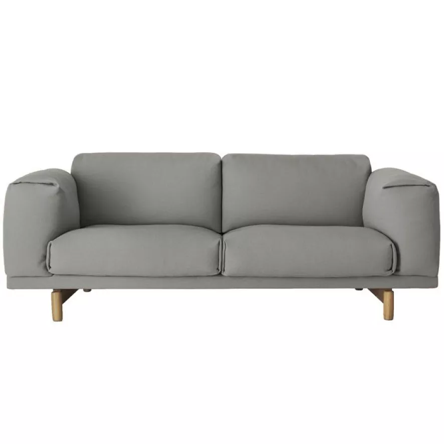 Muuto Rest Bank Tweezitter, Steelcut Trio 515, Eiken Onderstel 4 Muuto Rest Bank Tweezitter, Steelcut Trio 515, Eiken Onderstel - Afbeelding 2
