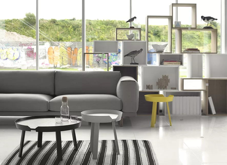 Muuto Rest Bank Tweezitter, Steelcut Trio 133, Eiken Onderstel 5 Muuto Rest Bank Tweezitter, Steelcut Trio 133, Eiken Onderstel - Afbeelding 3