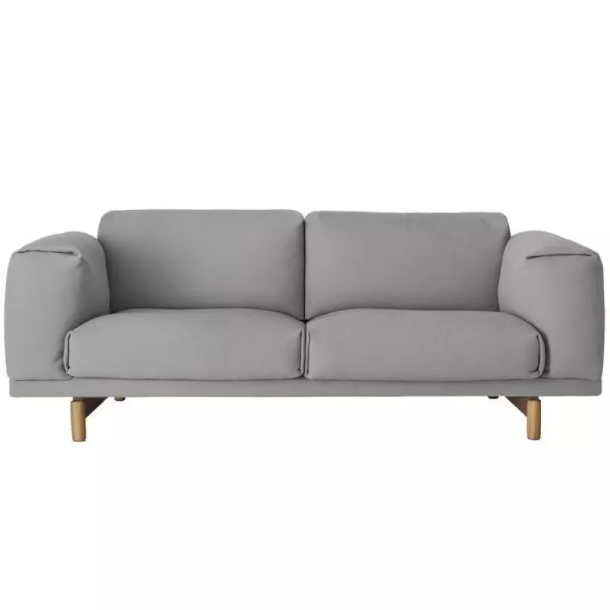 Muuto Rest Bank Tweezitter, Steelcut Trio 133, Eiken Onderstel 3 Muuto Rest Bank Tweezitter, Steelcut Trio 133, Eiken Onderstel