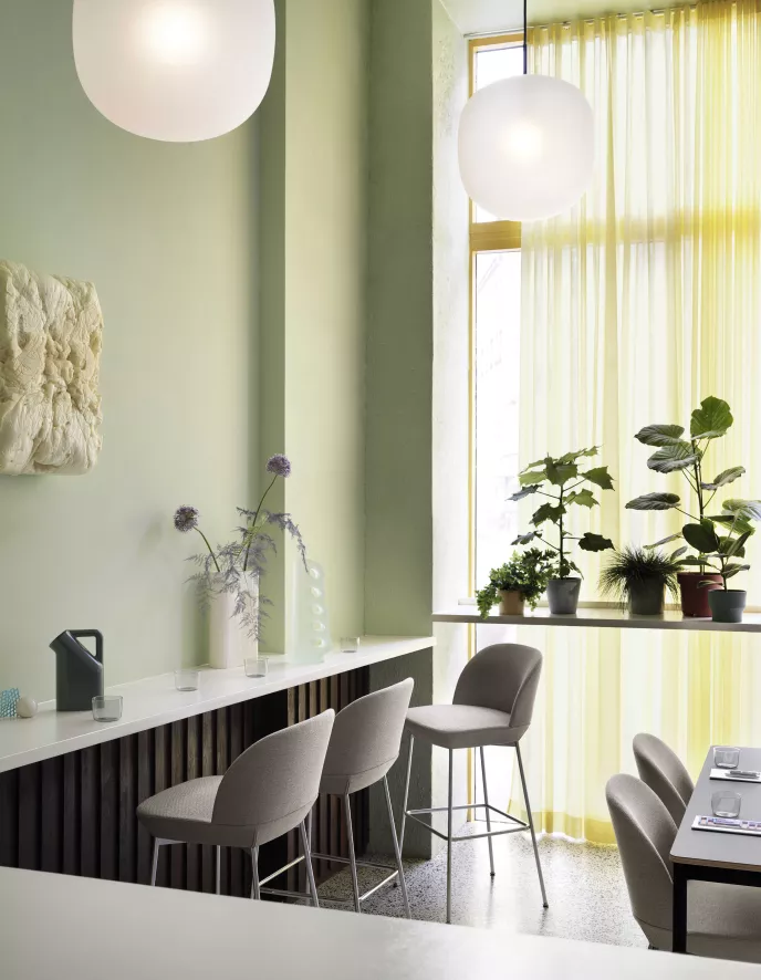 Muuto Oslo Barkruk 75cm Twill Weave 990/Chrome 4 Muuto Oslo Barkruk 75cm Twill Weave 990/Chrome - Afbeelding 2